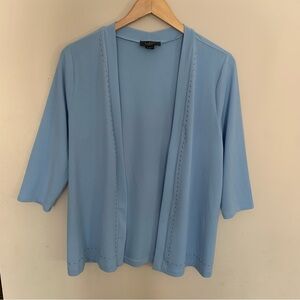 Belldini Jersey Knit Cardigan Blue Petite Med Silver Studs Trim Excellent Cond.